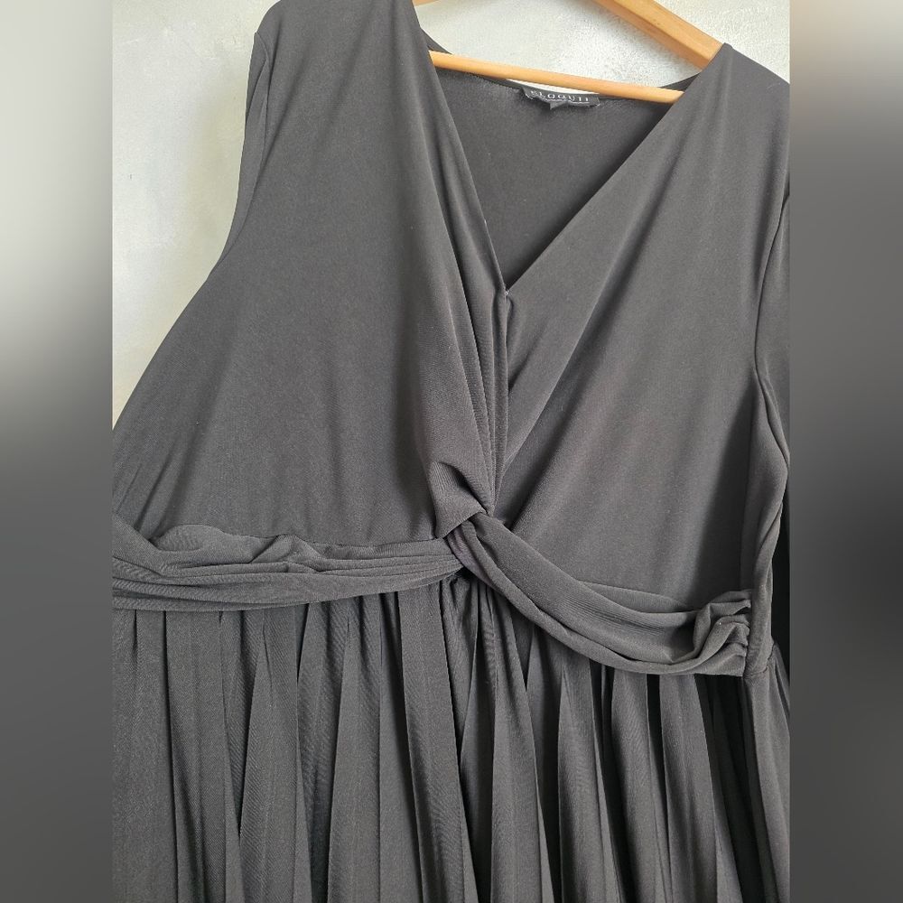 Eloquii Black Midi Dress Knot Front Pleated Skirt Bottom Sz 22 - Picture 5 of 9
